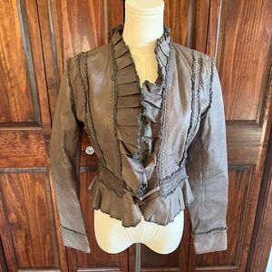 Moda International Grey Leather Jacket